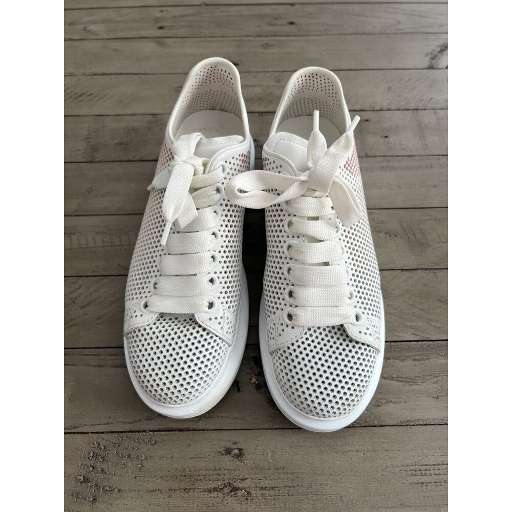 Alexander McQueen Oversized Perforated Leather Sneakers White Pink Size 37 7 - Picture 6 of 11